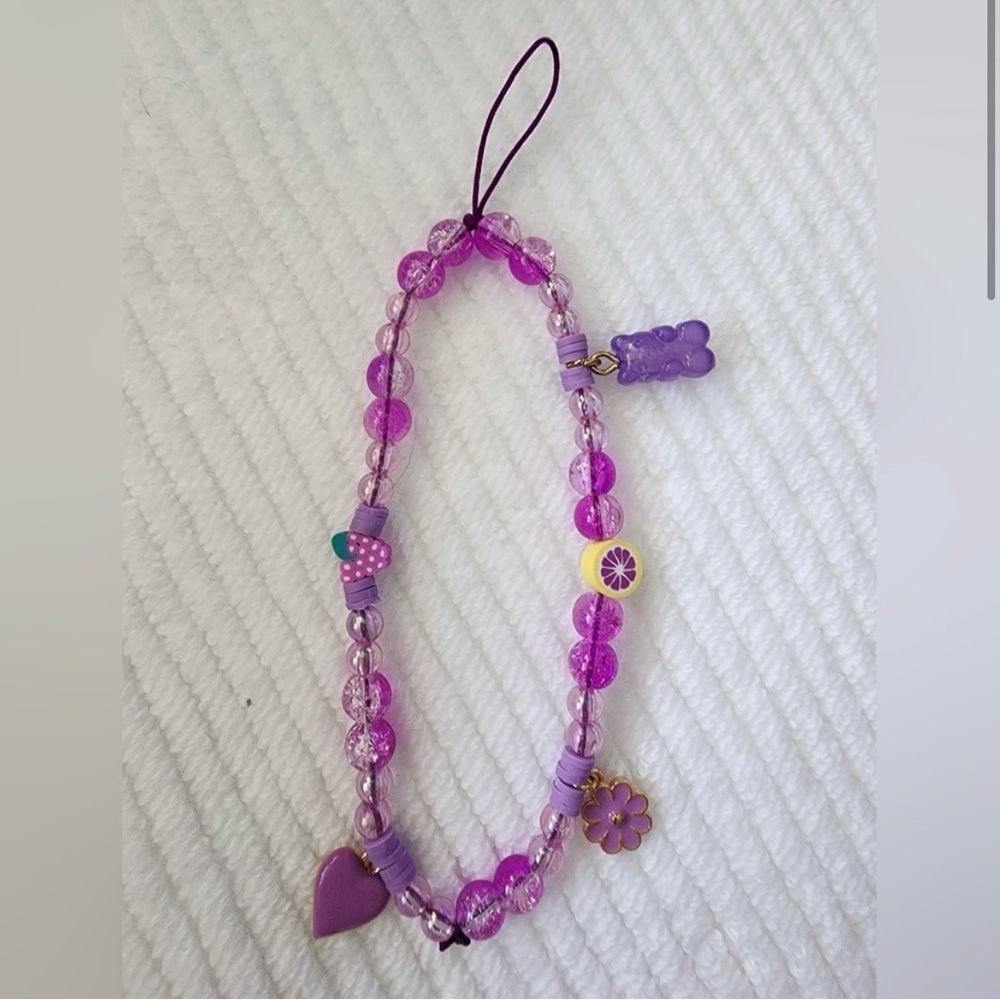 Vibrant Purple Beaded Phone Charm
Jewelry Accessory